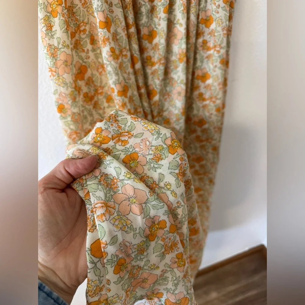Floral Maxi Dress, Size 2X, Orange,Cream, & Green - Picture 6 of 10